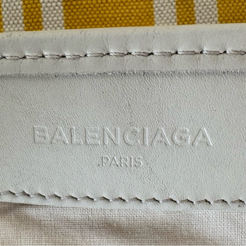 ✨ Balenciaga Paris Yellow Striped Canvas Tote w/ Pouch ✨ - Picture 8 of 16